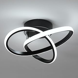 Comely Plafonnier LED Moderne, Luminaire Plafonnier Noir 30W 3375LM, Lampe de Plafond en Forme de Fleur pour Chambre à Coucher, Couloir, Cuisine, Salle de Bain, Lumière Blanche Froide 6500K Dia 30cm