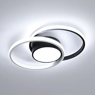Comely Plafonnier LED, Rond Lampe de Plafond 42W, Moderne Luminaire Plafonnier pour Couloir Coucher Salle de Bains Cuisine Salon, Blanc Froid 6500K, Longueur 40cm, Noir+Blanc