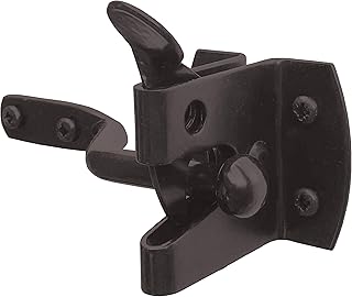 IRONTITE® Loquet automatique de portail de jardin pour portails en bois, revêtement noir pour protection contre les intempéries, pour une utilisation extérieure comme loquet de portail et loquet de