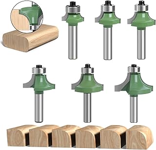 Lot de 6 Fraise Défonceuse à Bois 8 mm, Fraise Quart de Rond Tige 8 mm, Rainure Arrondie pour Travail Bois (6)