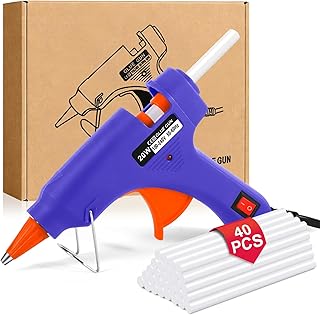 Pistolet à Colle Chaude, 20W Mini Pistolet à Colle Chaude avec 40 Bâtons de Colle Chaude (7x100mm), Préchauffage Rapide pour École, DIY, Art ou Réparations Domestiques Rapides