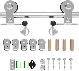 CCJH 152CM/5FT Quincaillerie De Porte Coulissante Kit Porte Coulissante Rail Acier inoxydable