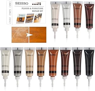 SEISSO Kit Reparation Parquet 12 couleurs, Pâte de Réparation de Mastic à Bois, Crème de Remplissage de Réparation de Meubles en Bois, Réparation de Rayures Frottement Décoloration Les Fissures Trous