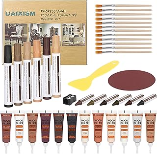 Kit de Réparation de Meubles en Bois - Restaure Tables, Armoires, Portes, Placages - Couvre Rayures de Surface - Pour Chêne, Cerise, Noyer - Lot de 39