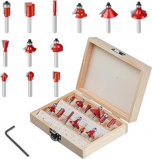 Lot de 12 Fraises Carbure pour Défonceuse - Queue de 6.35 mm | Coffret Bois pour Embouts de Fraisage Professionnel | Woodworking Slotting Milling Cutter Accessoires pour Travail du Bois